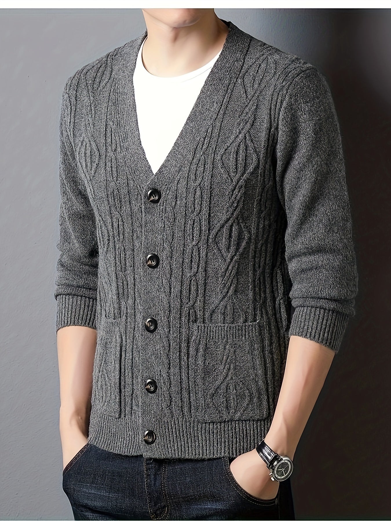 Lose Strickjacke mit geometrischem Muster