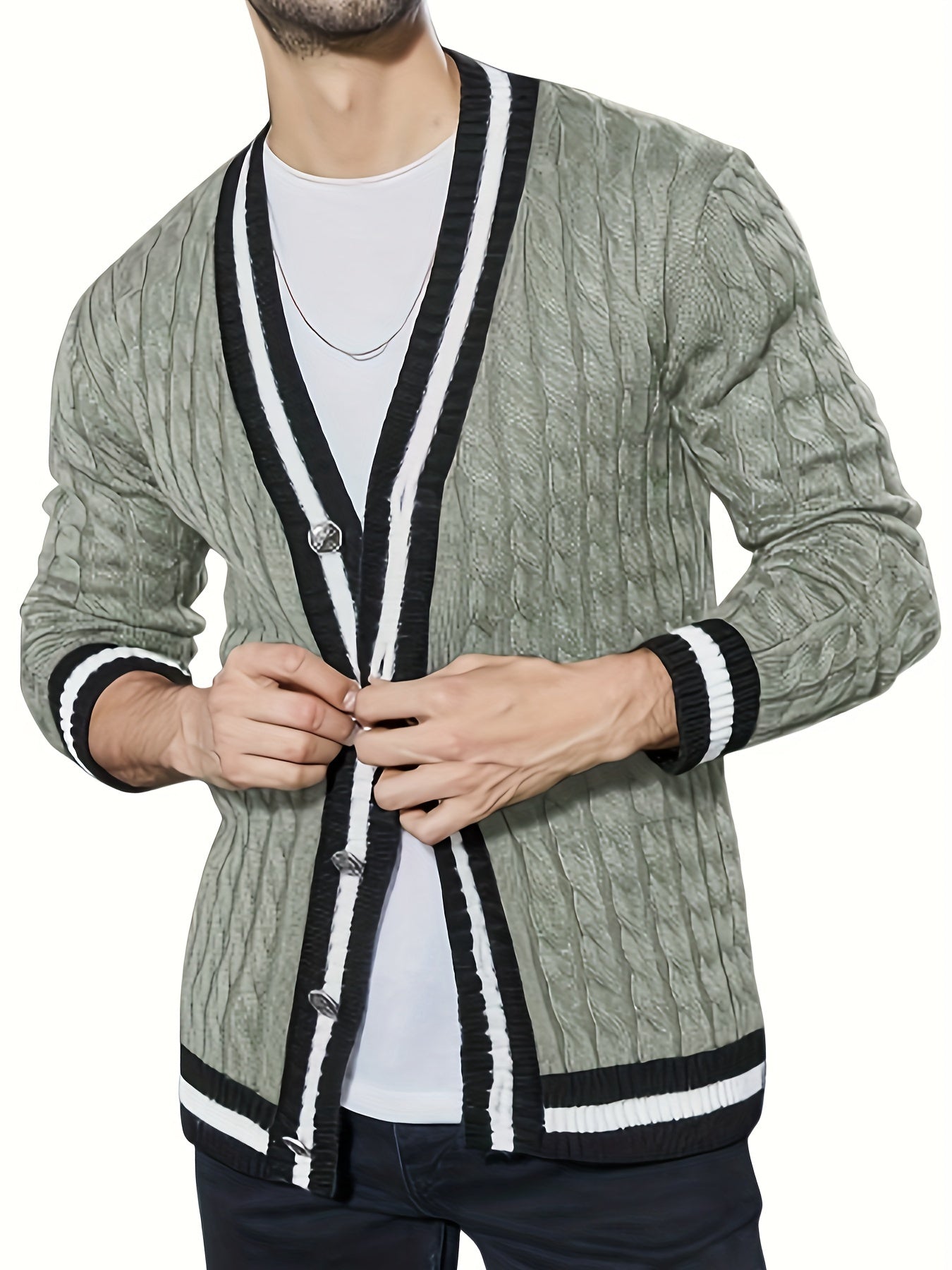 Eleganter grüner Strickjacke für Herren