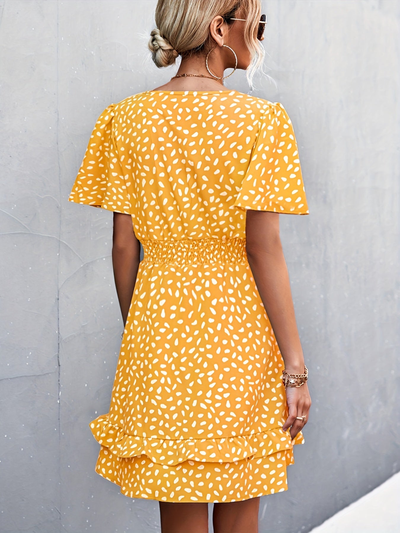 Polka Dot Kleid mit Rüschenärmeln