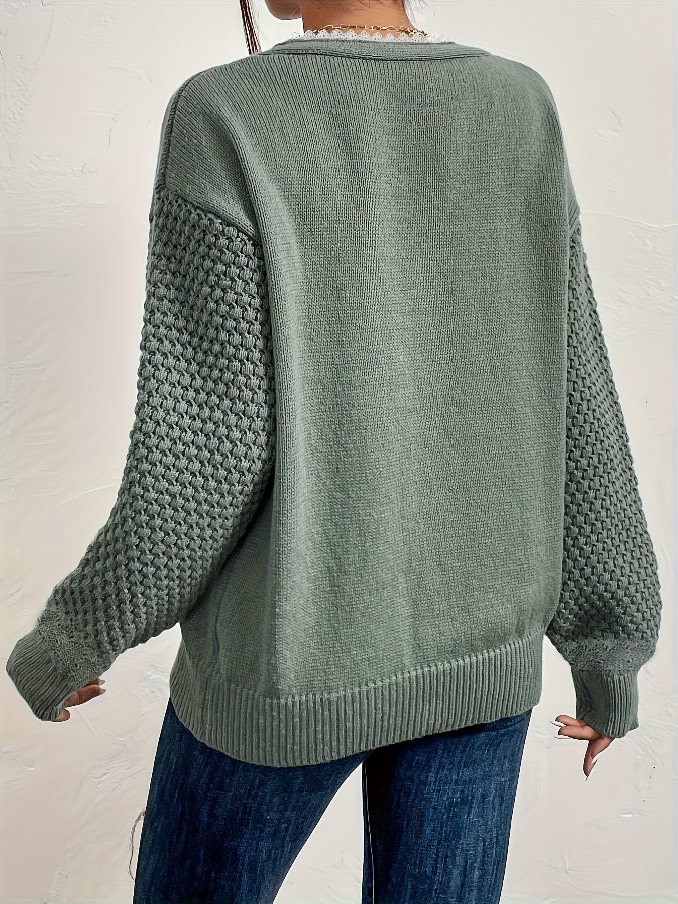 Lace V-Ausschnitt Pullover