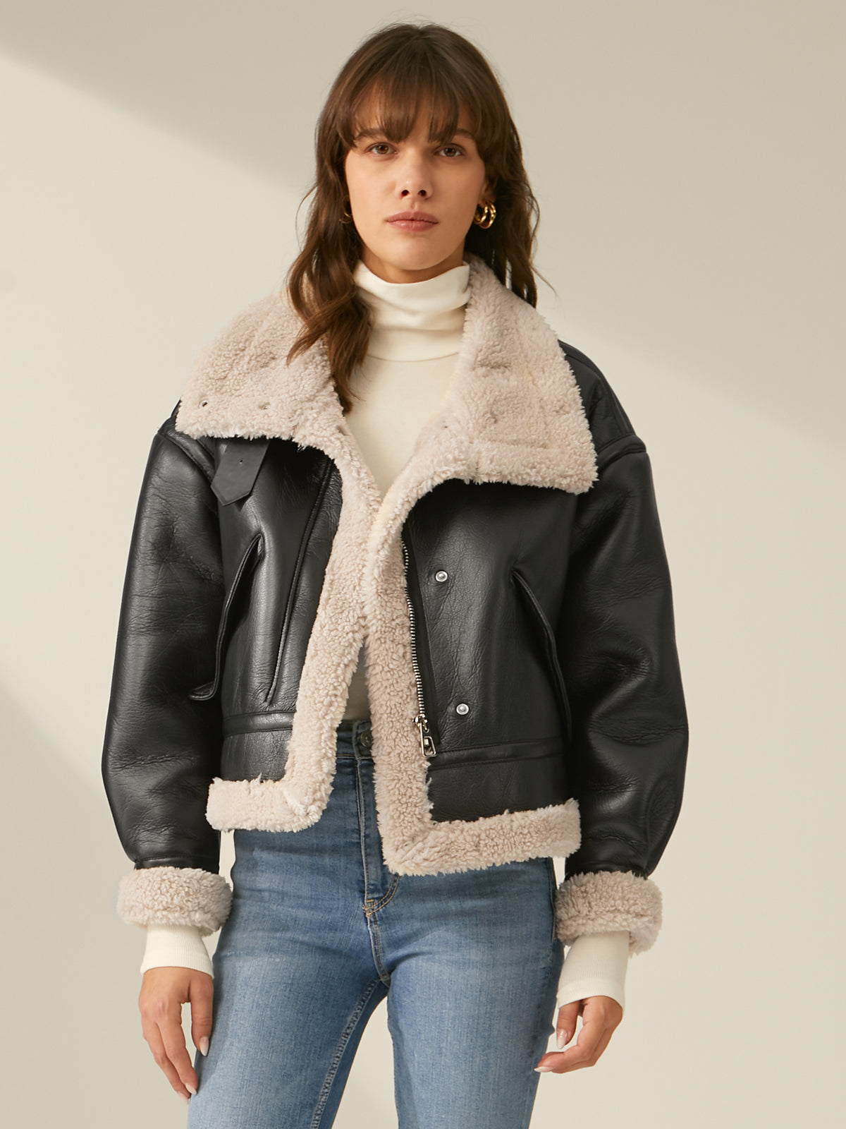 Lederjacke mit Fell für Frauen