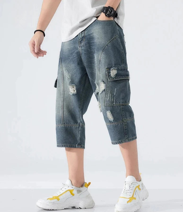 Lockere Zerrissene Jeansshorts