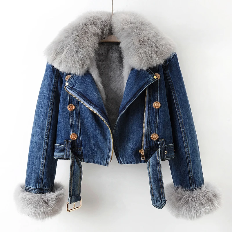 Jeansjacke mit Fell für den Winter