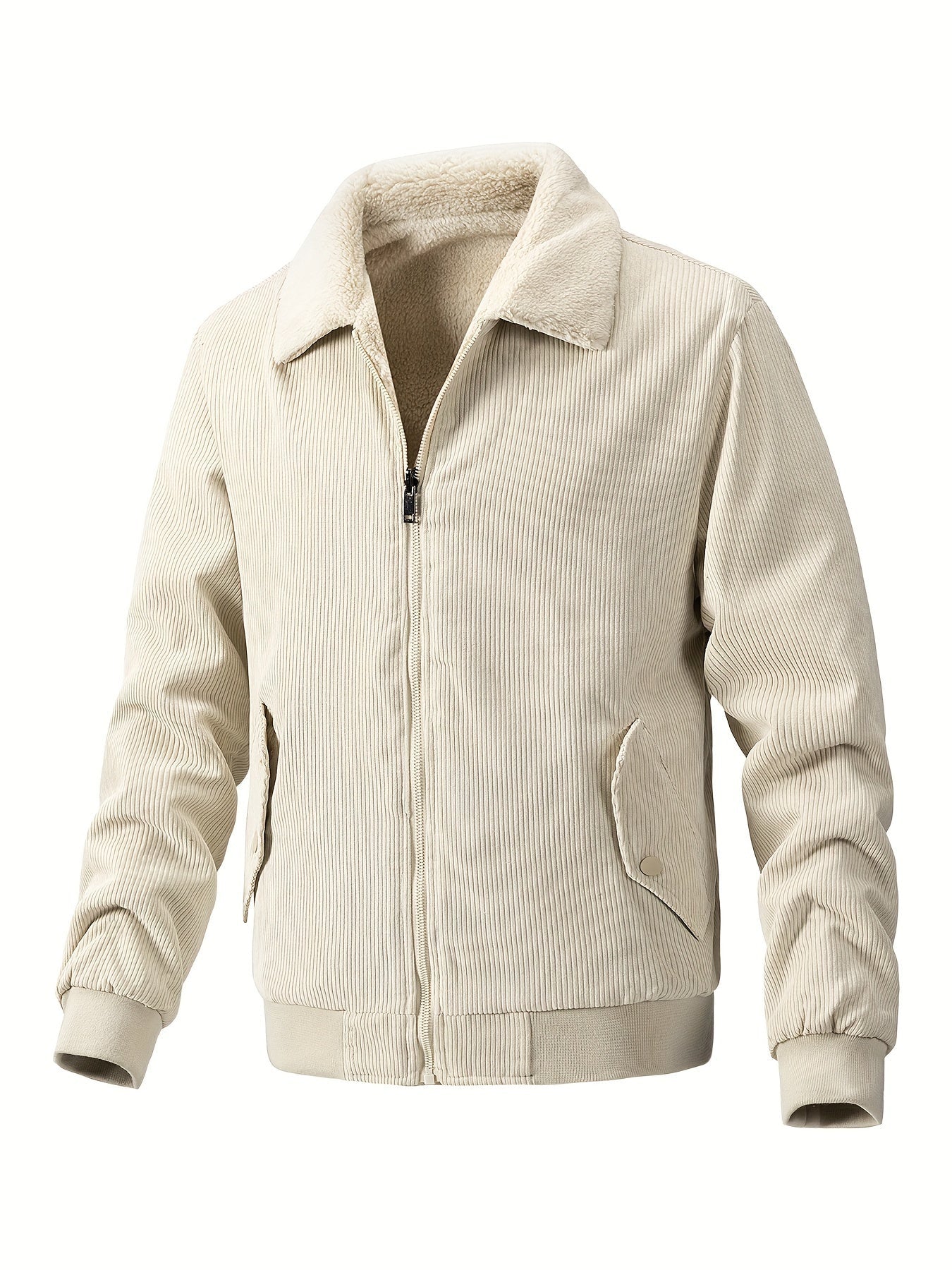 Gestreifter Cord Fleecejacke