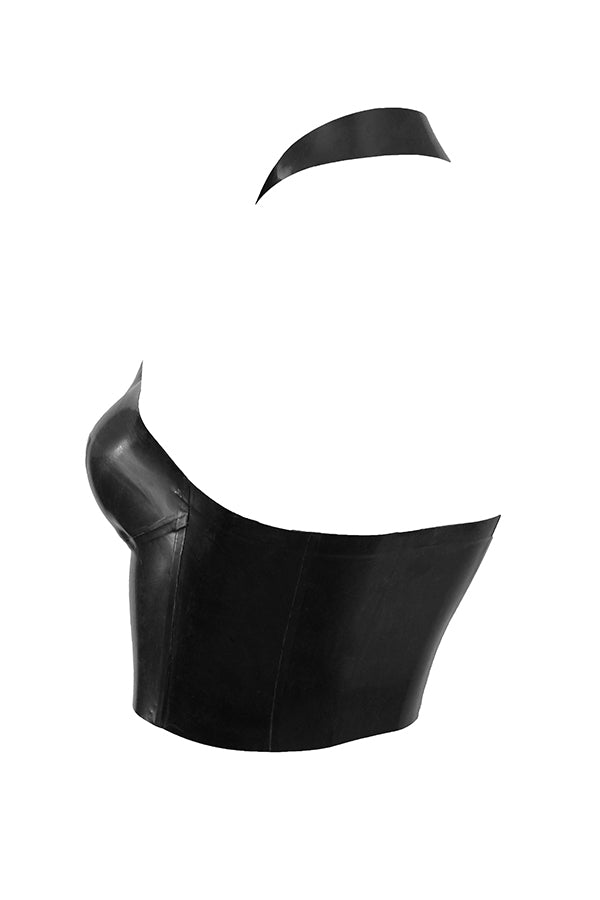 Schwarzes Neckholder Top aus Latex