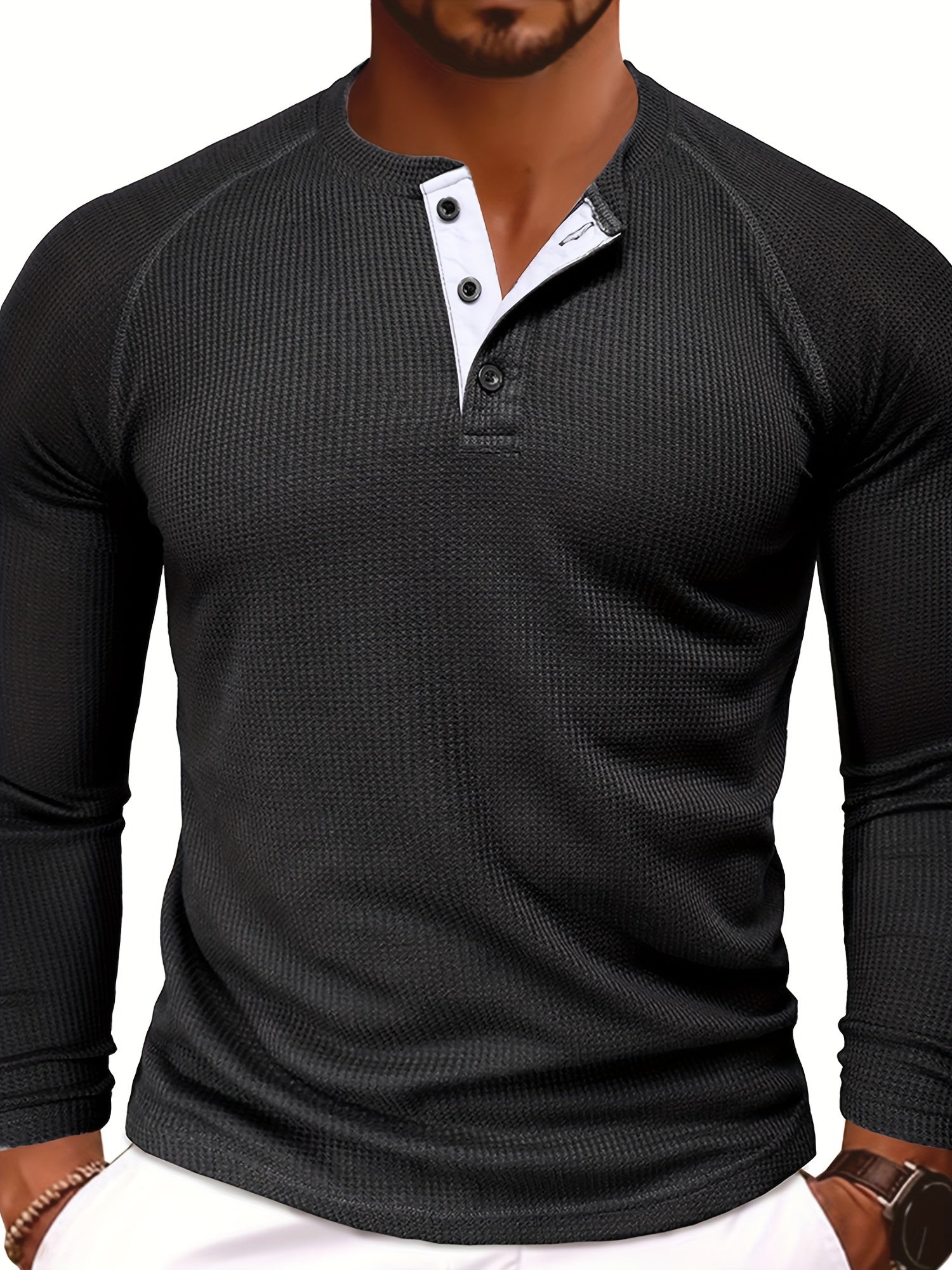 Langarm Henley Shirt