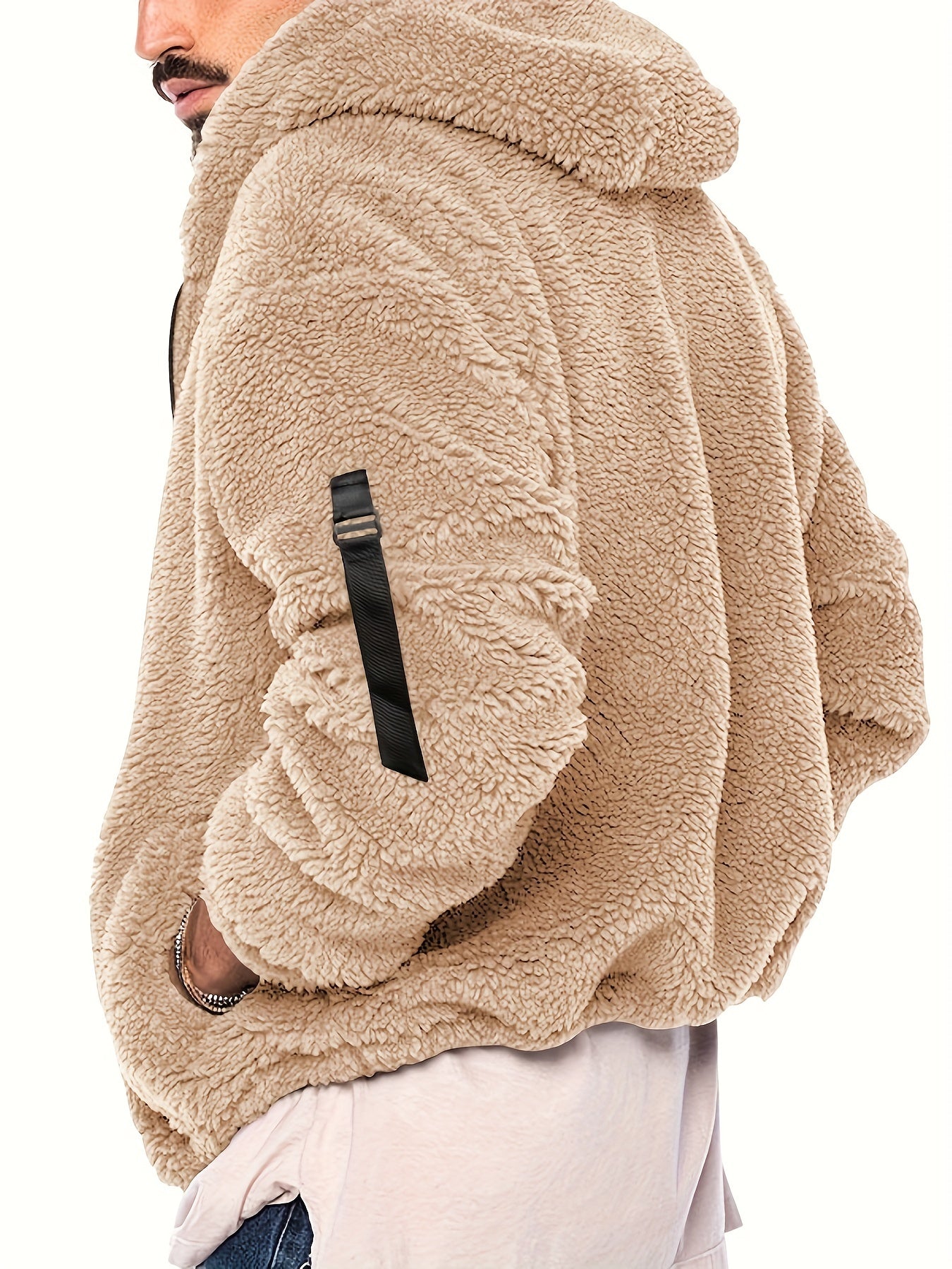 Flauschiger Herren Kapuzenpullover mit Baumwollmischung und Sherpa Futter