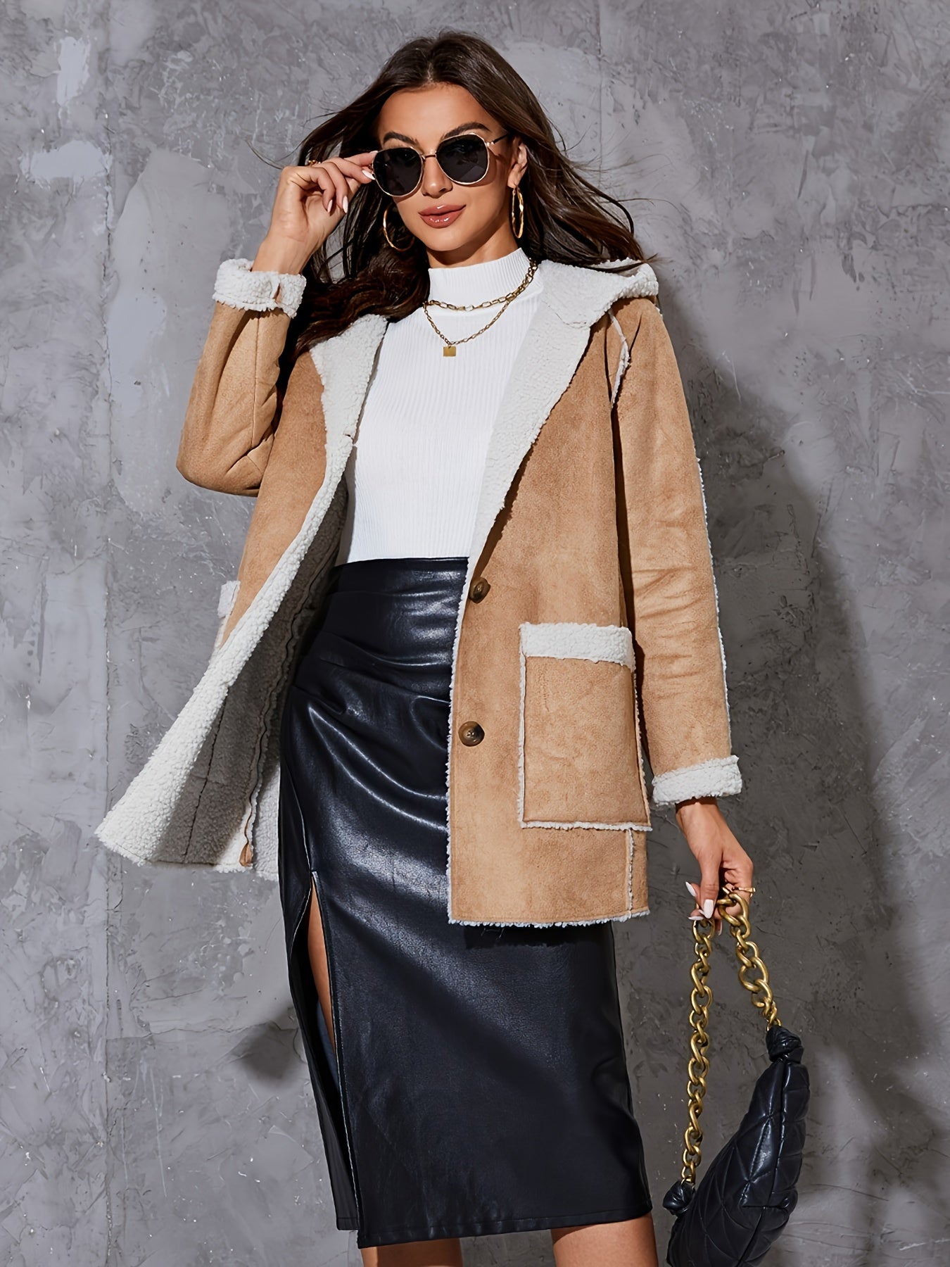 Beige Fuzzy Jacke