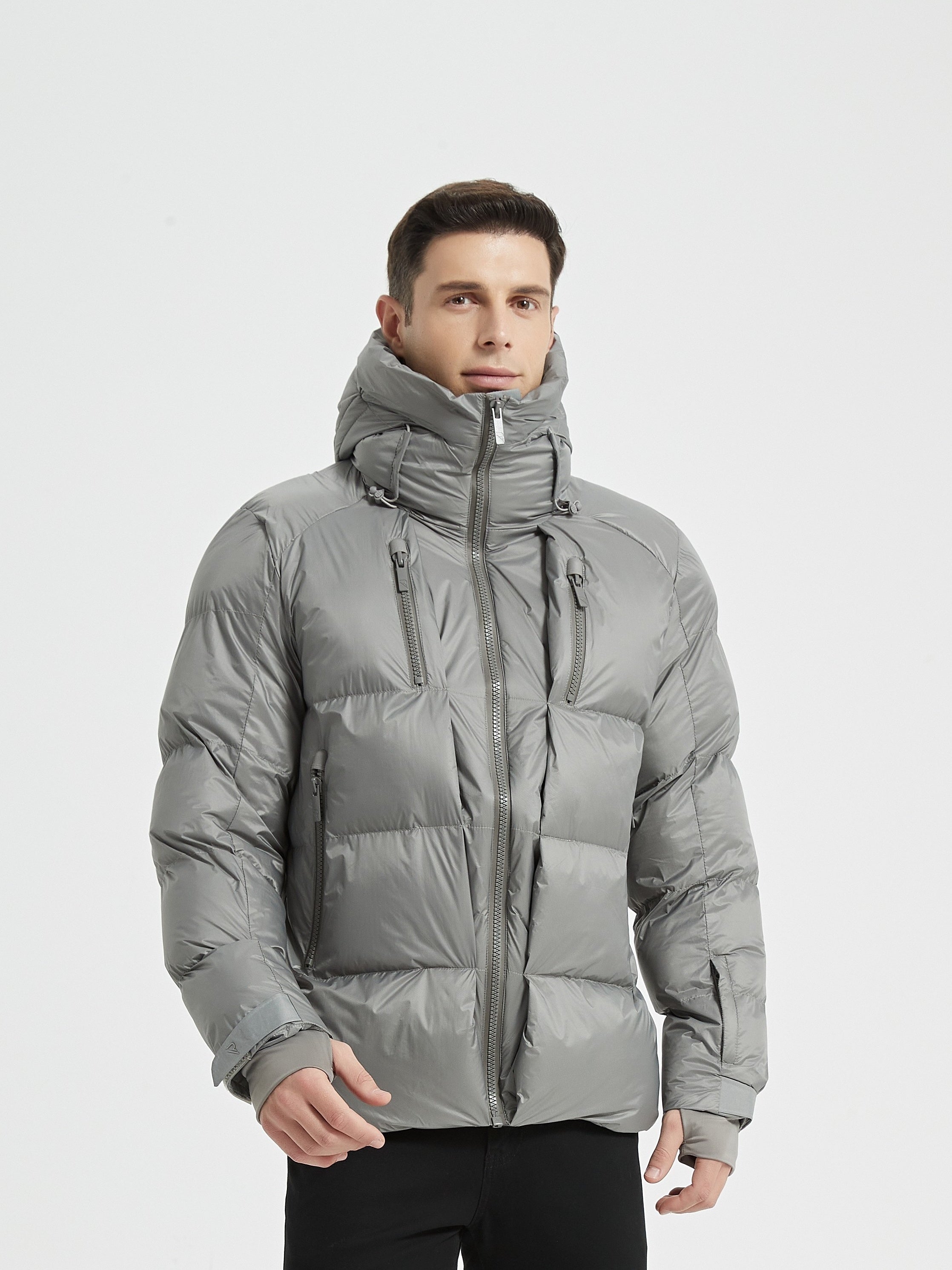 Winddichte Puffer Jacke mit Stehkragen