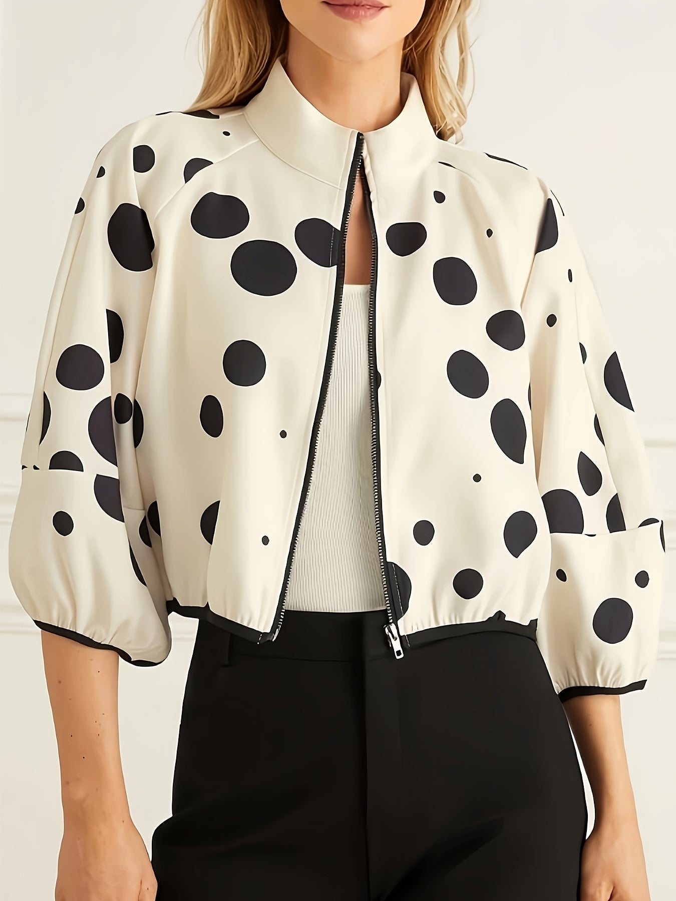 Reißverschlussjacke Mit Polka Dot Print