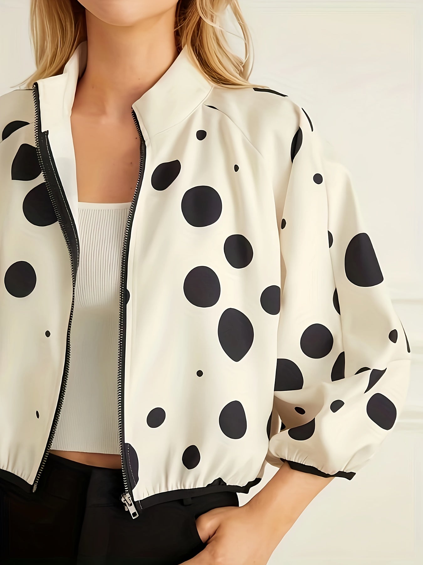 Reißverschlussjacke Mit Polka Dot Print