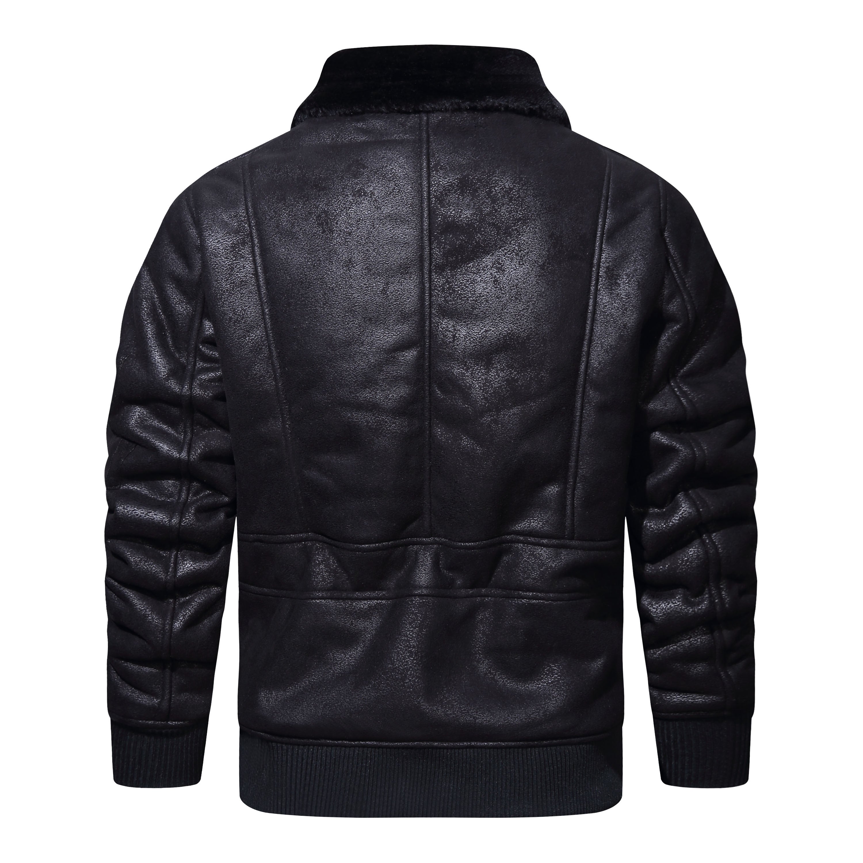 Warme Fleece PU Lederjacke