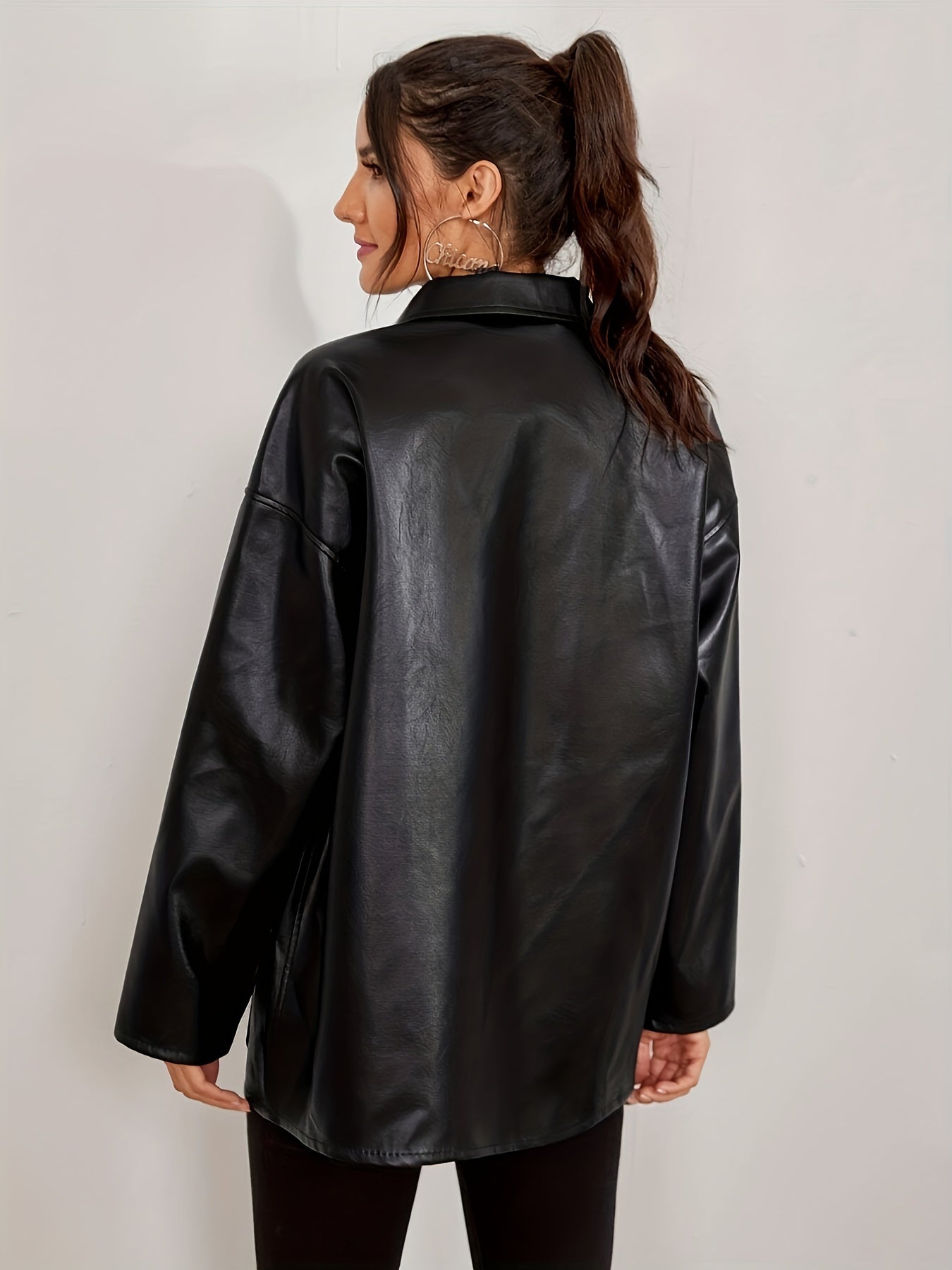 Schwarze Lederjacke für Damen