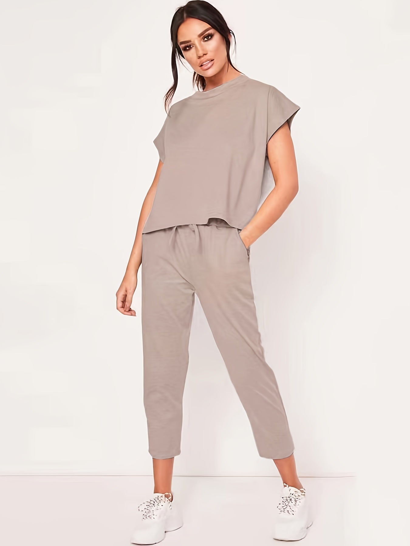 Lässiges Kurzarm Top und Hosen Set für Damen