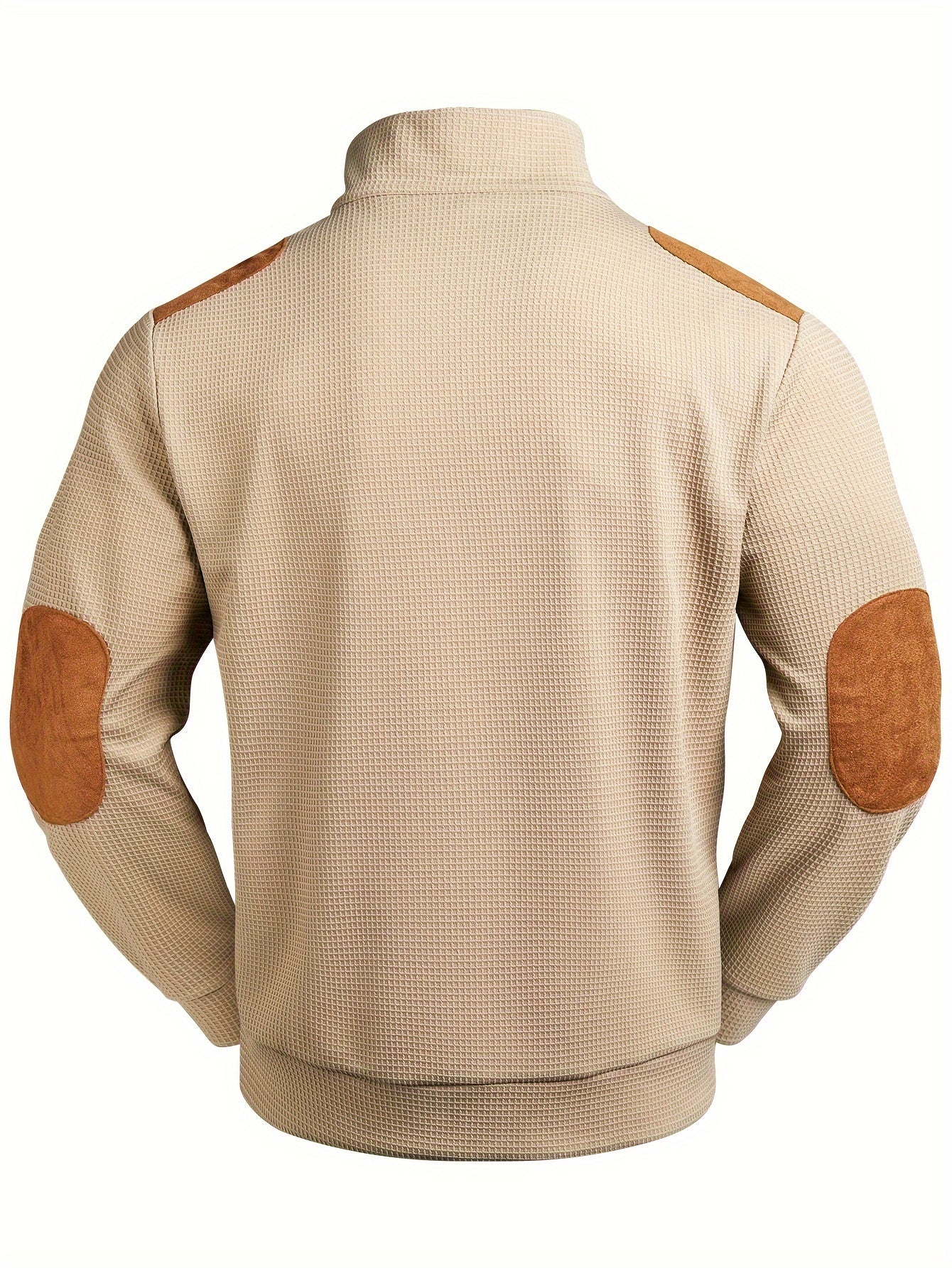 Henley Hemd in Beige mit langen Ärmeln und Stehkragen