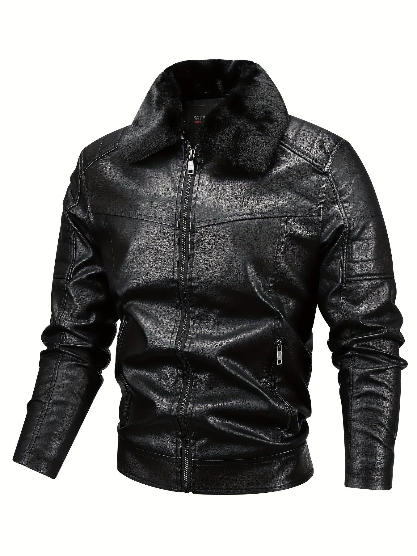 Schwarze Jacke aus Lederfleece