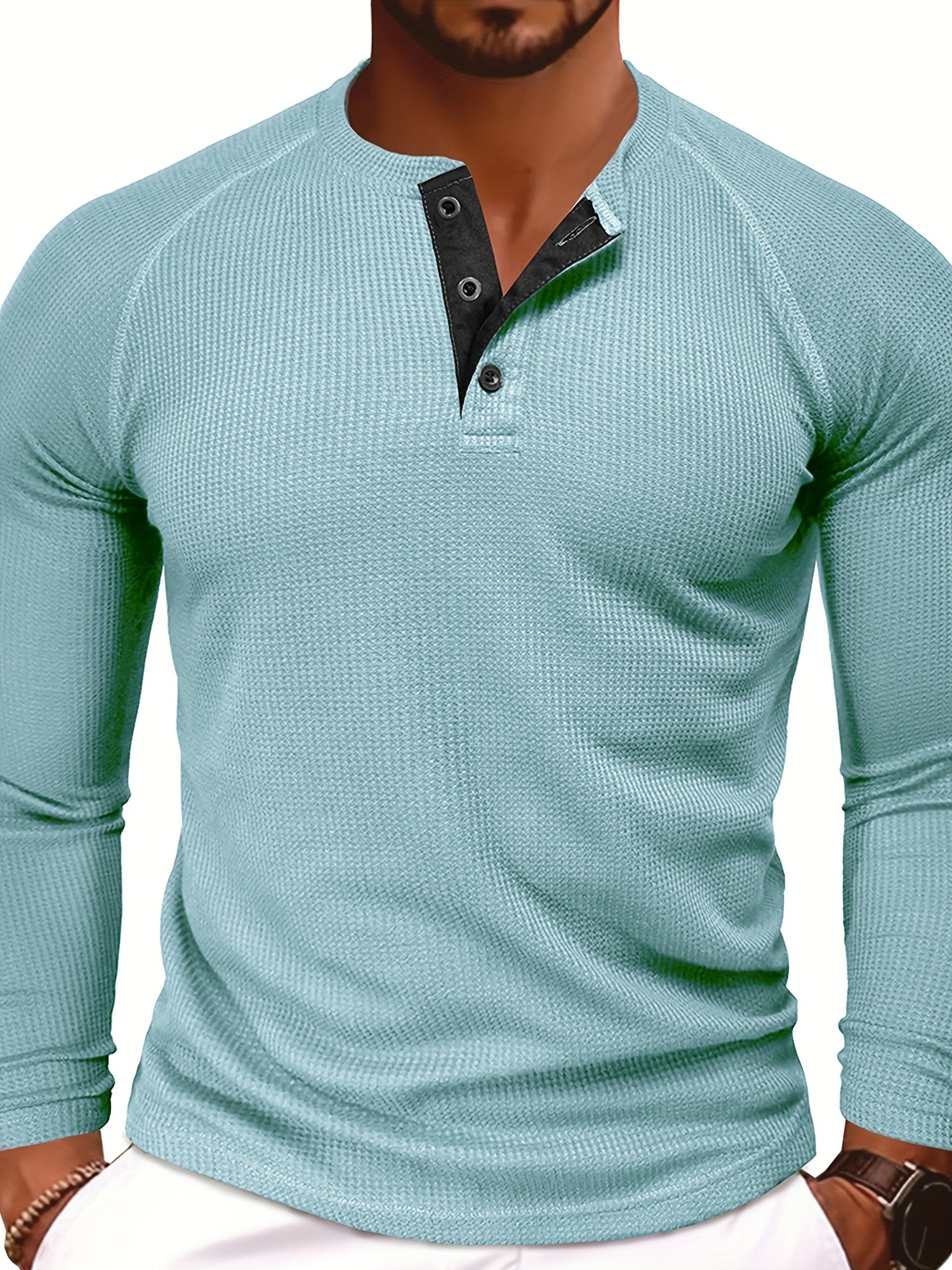 Langarm Henley Shirt