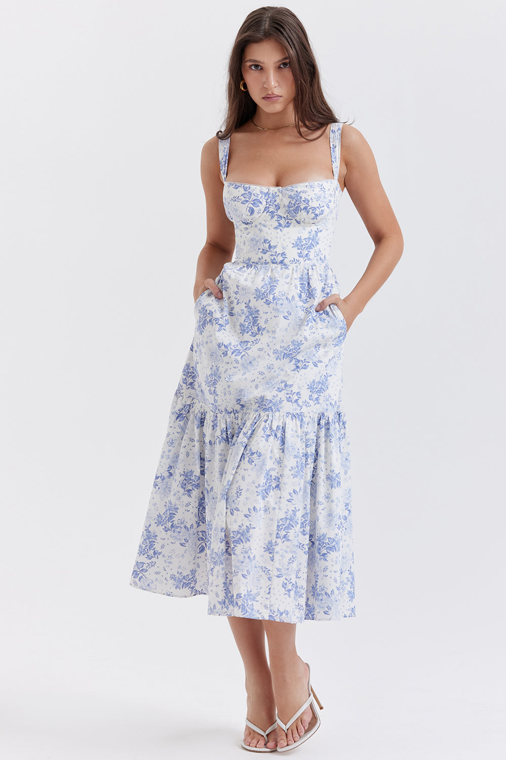 Geblümtes Midi Sommerkleid