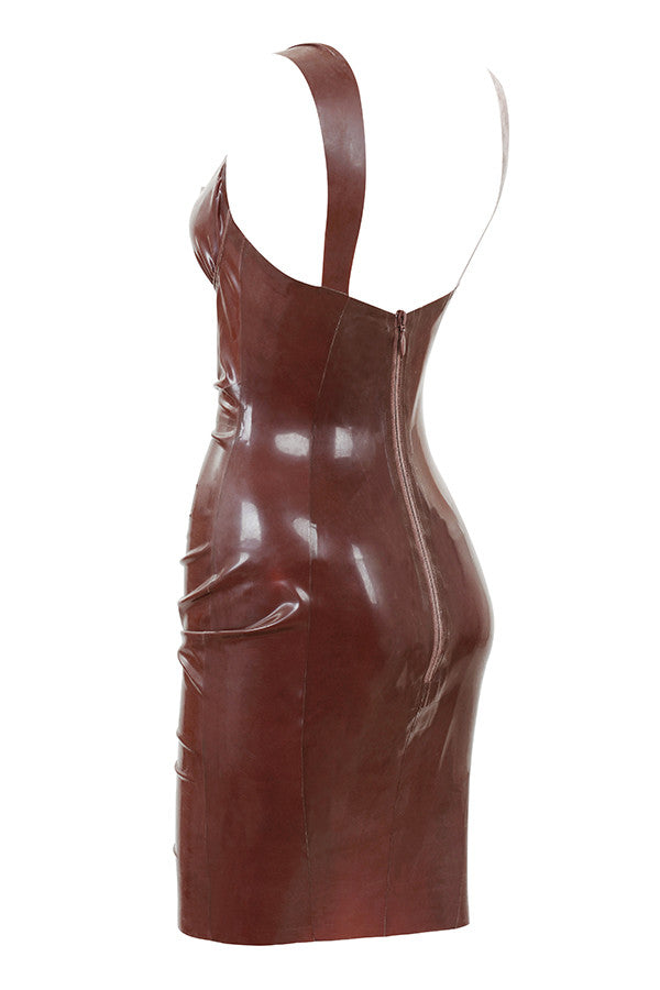 Dunkelbraunes Latex Bustierkleid aus Leder