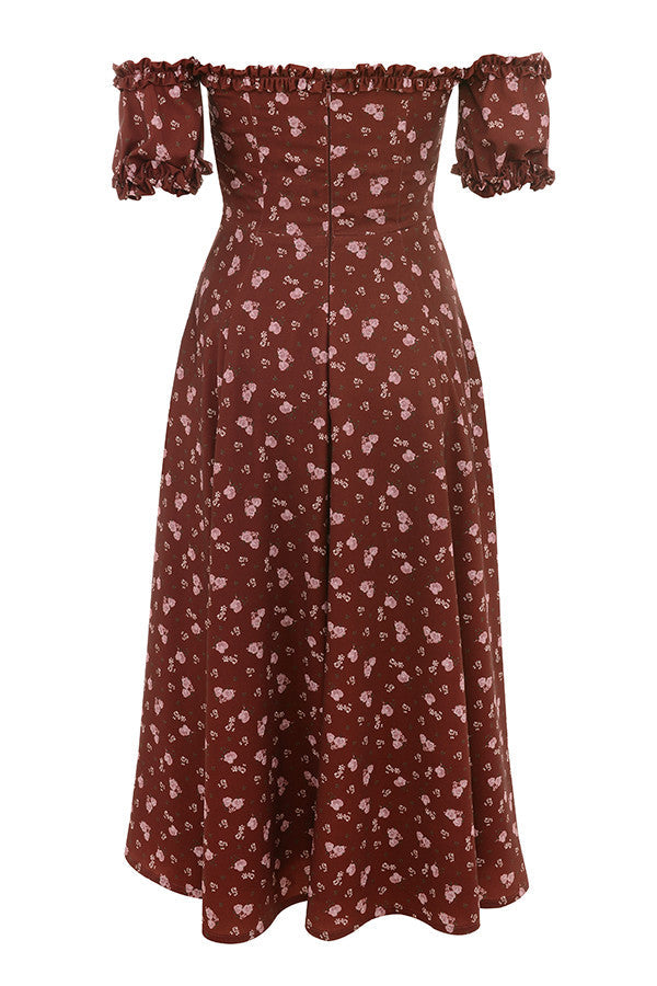 Trägerloses Midi Sommerkleid mit Blumenmuster