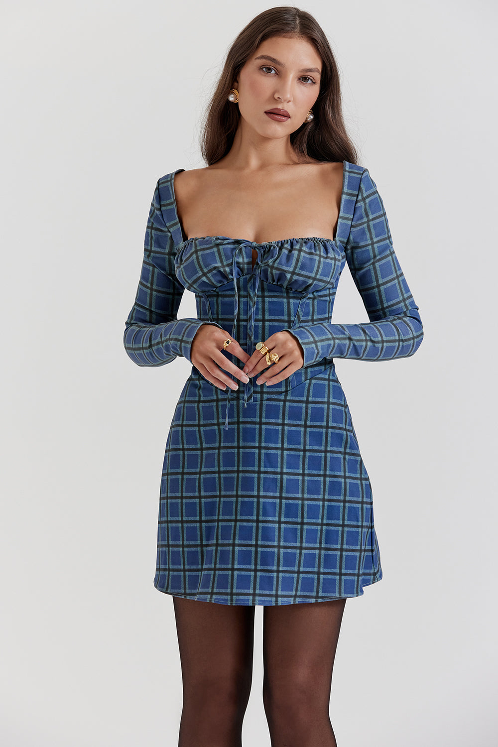 Minikleid mit Tartan Korsett