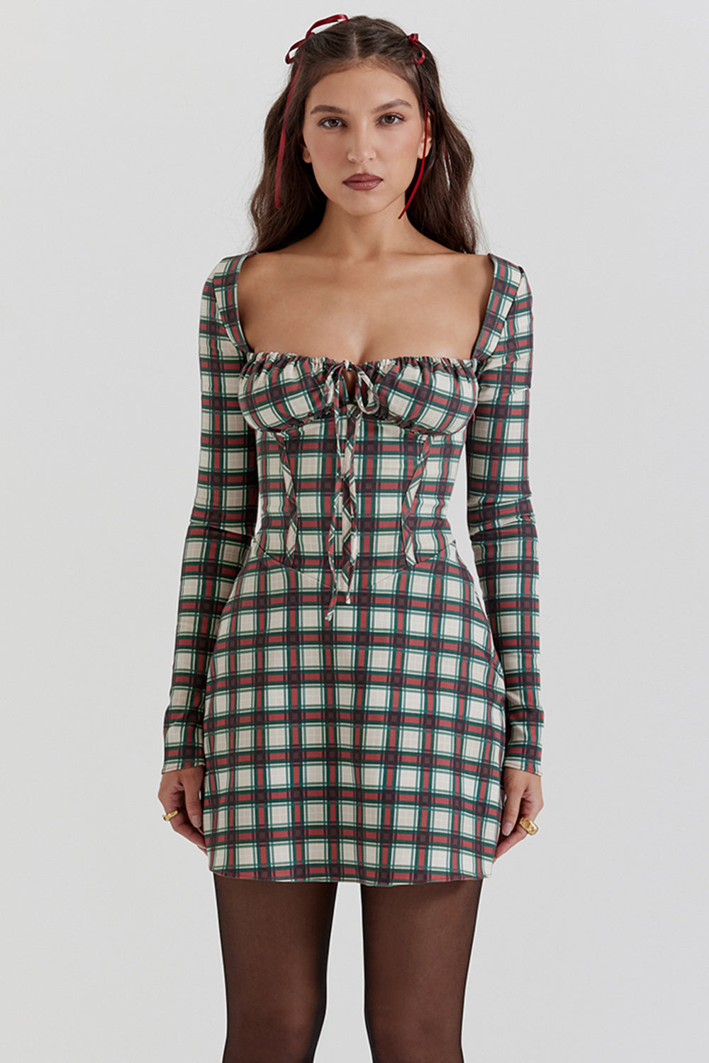 Minikleid mit Tartan Korsett