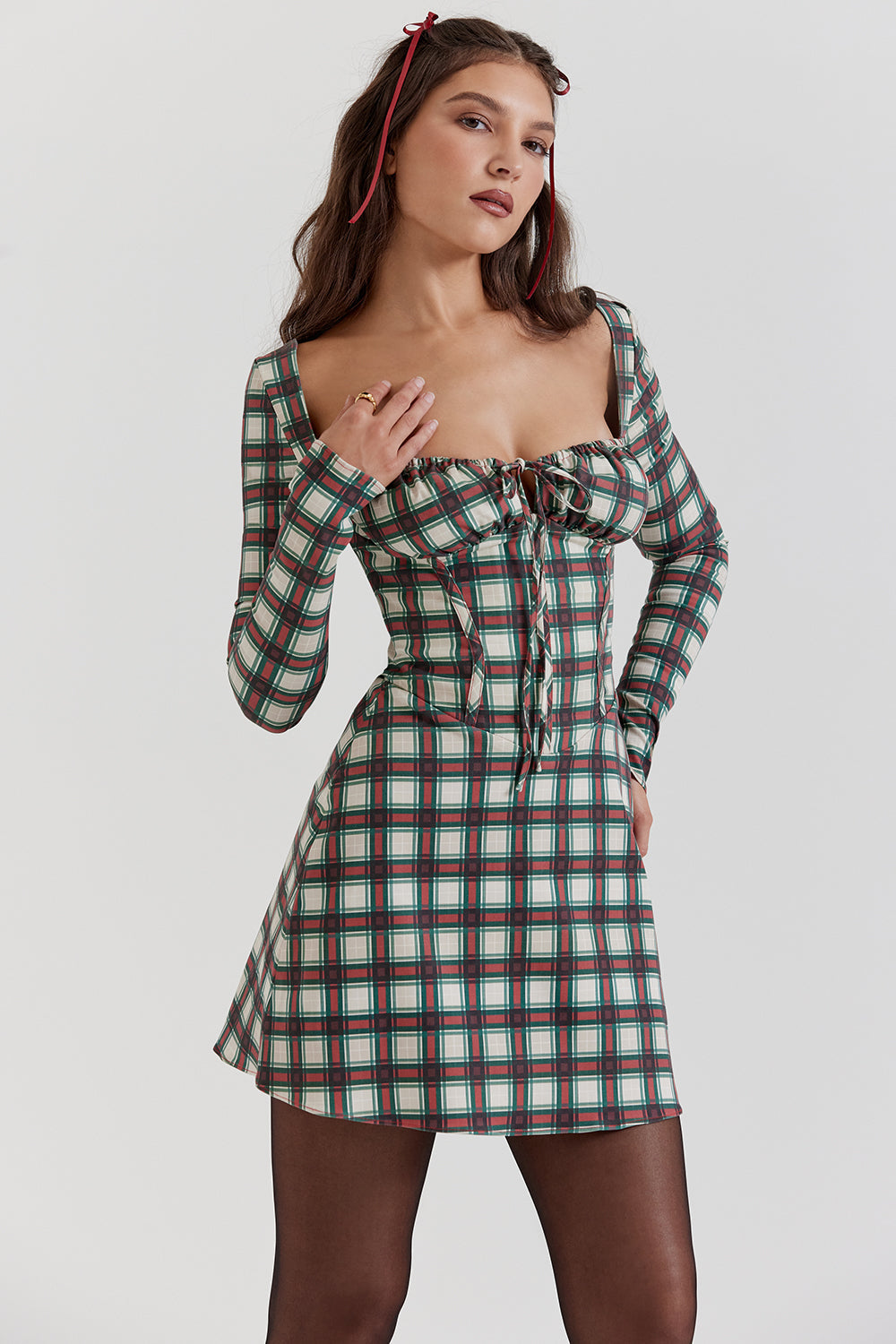 Minikleid mit Tartan Korsett