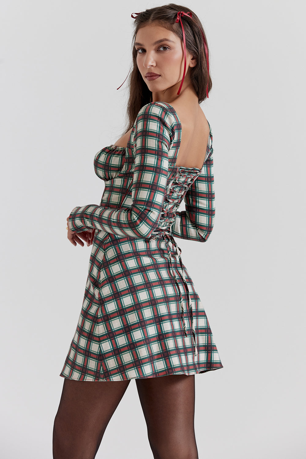 Minikleid mit Tartan Korsett