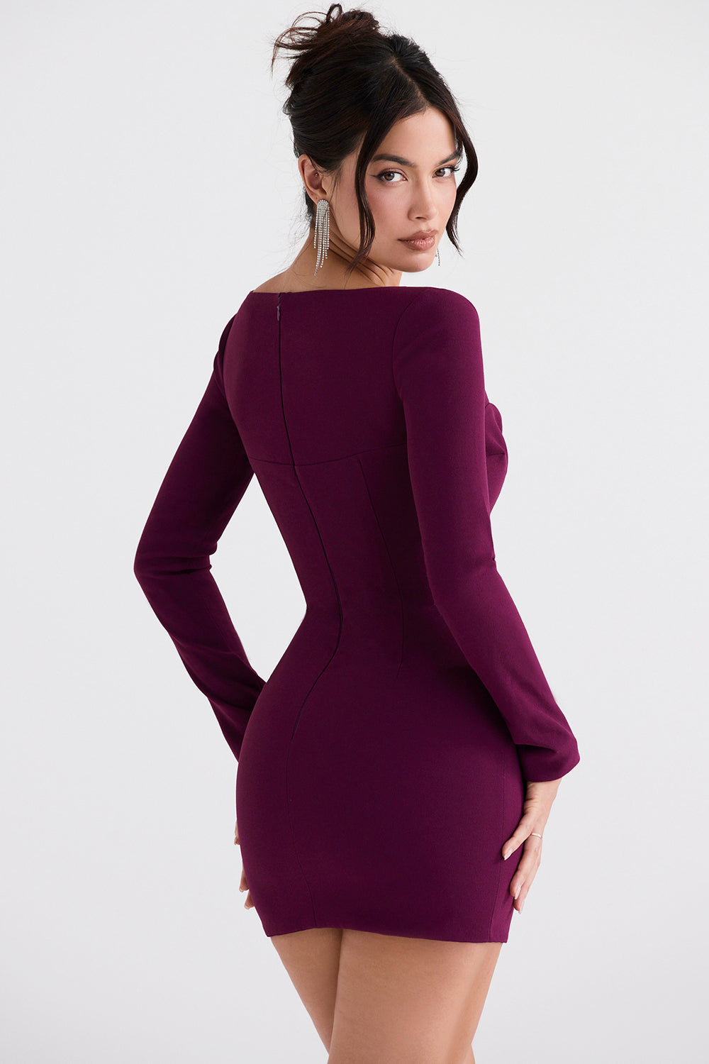 Tief ausgeschnittenes Korsettkleid in Merlot