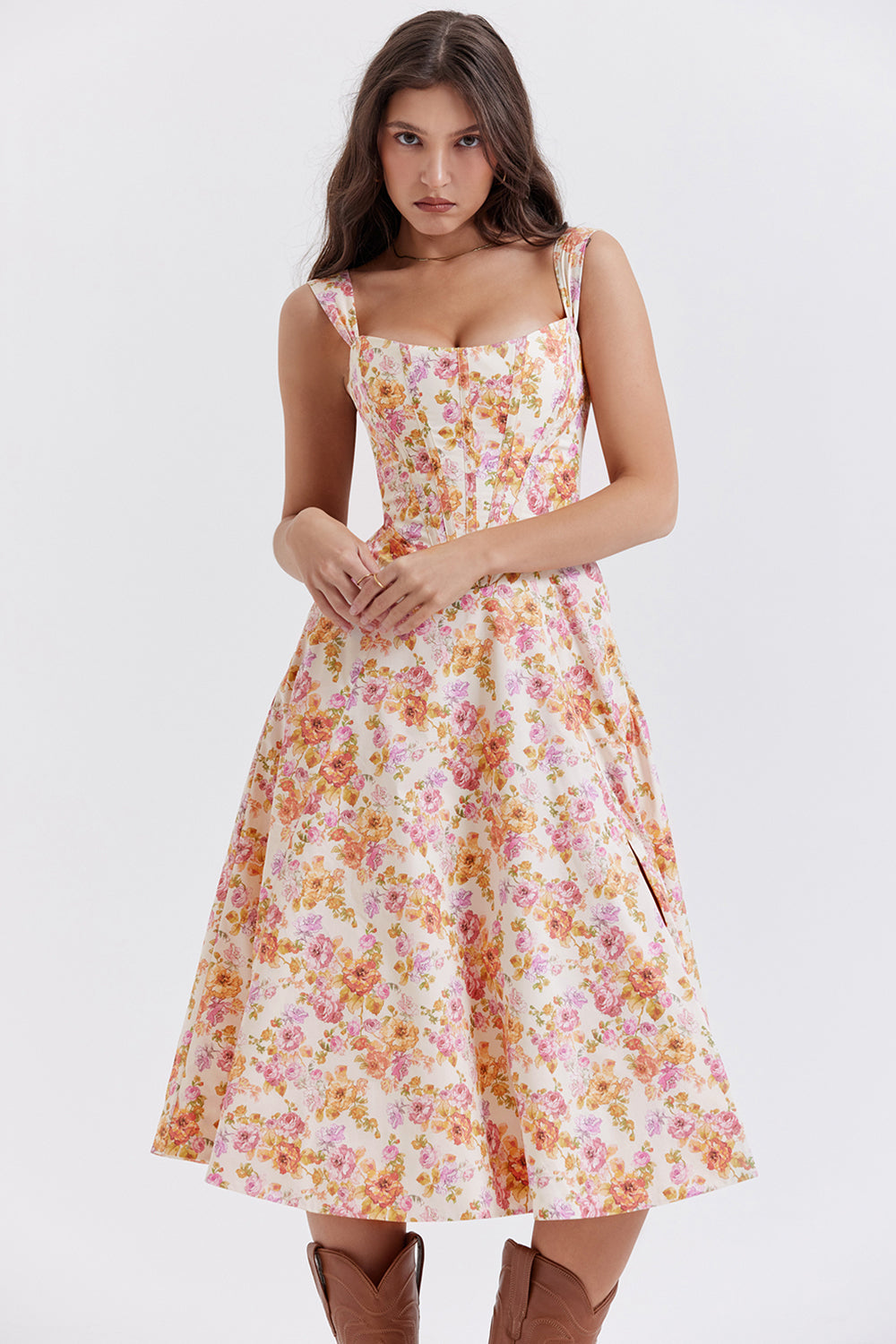 Geblümtes Midi Sommerkleid