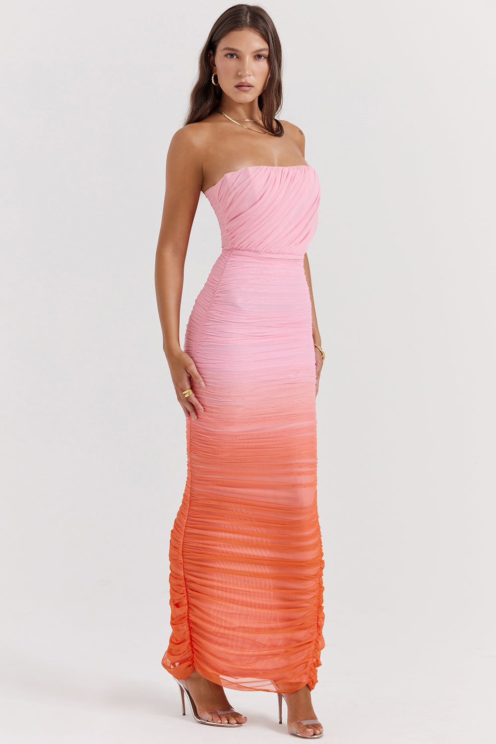 Gerafftes Maxi Kleid