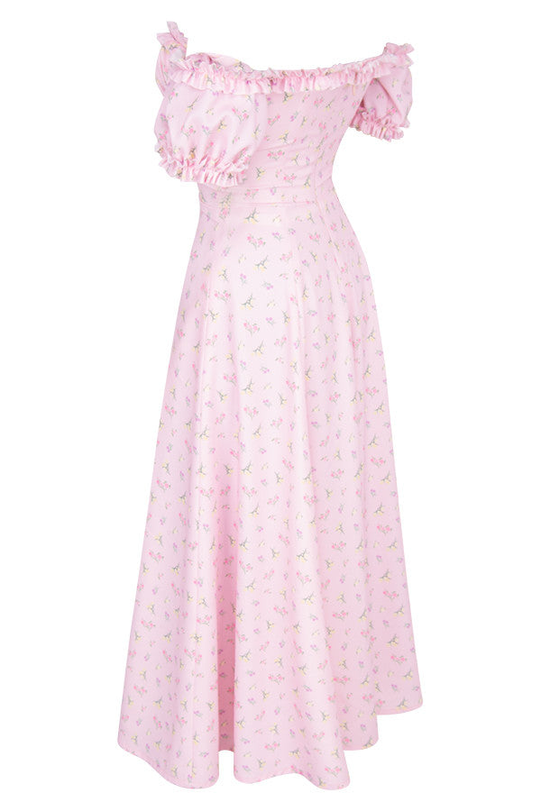 Trägerloses Midi Sommerkleid mit Blumenmuster