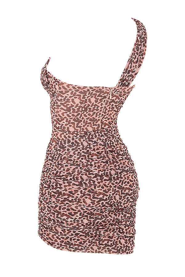 Ausgeschnittenes Minikleid mit Leopardenmuster