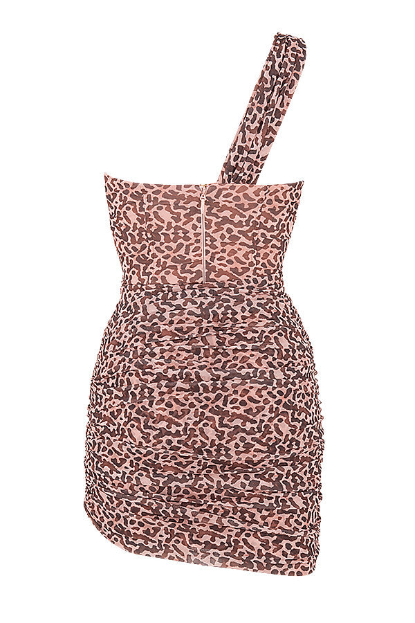 Ausgeschnittenes Minikleid mit Leopardenmuster