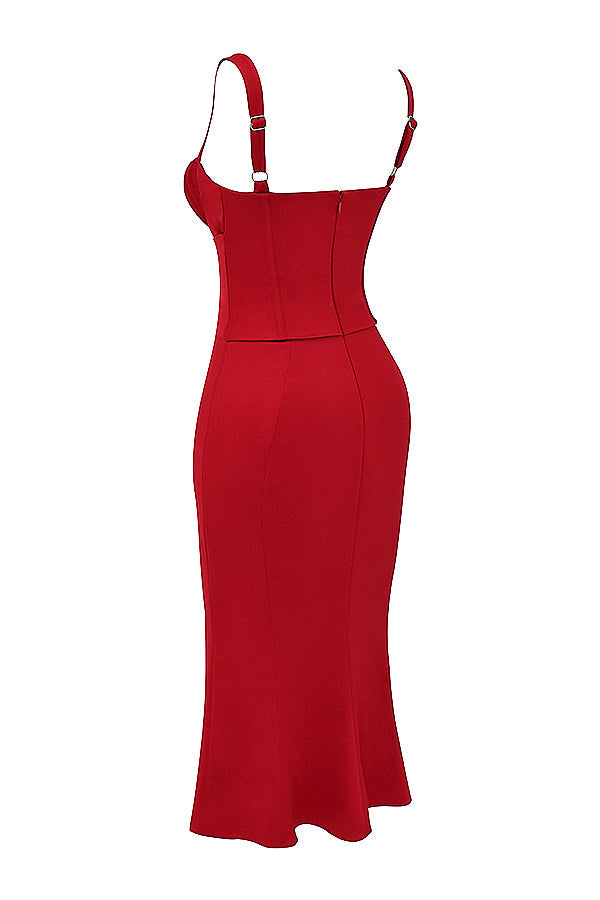 Rotes Rosenkorsettkleid