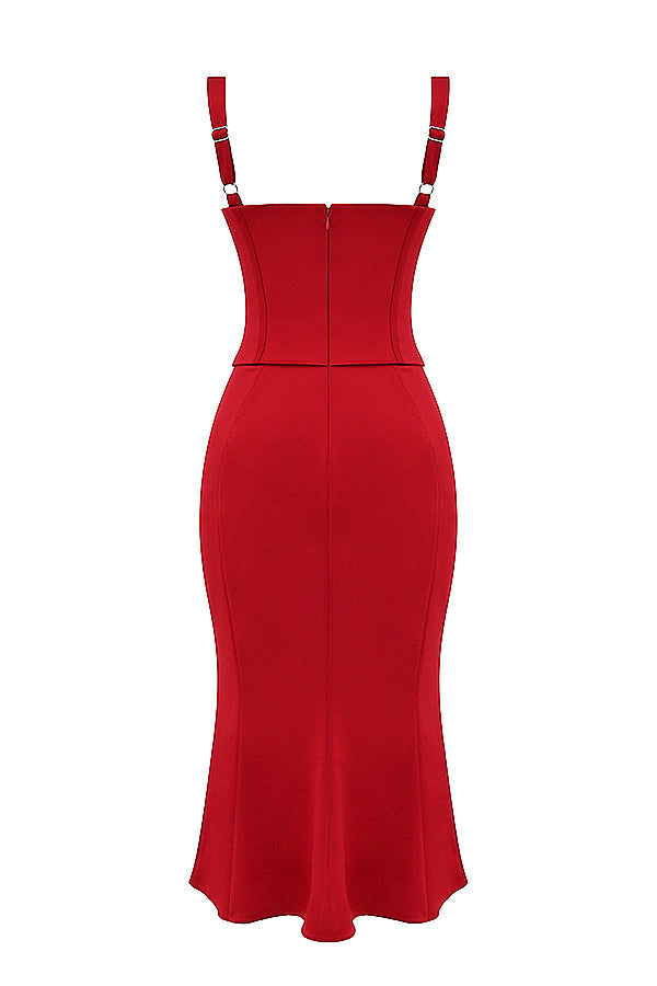 Rotes Rosenkorsettkleid