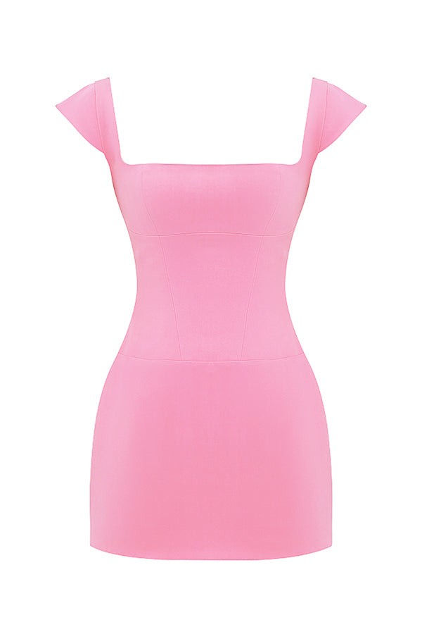 Französisches rosa Korsett Minikleid