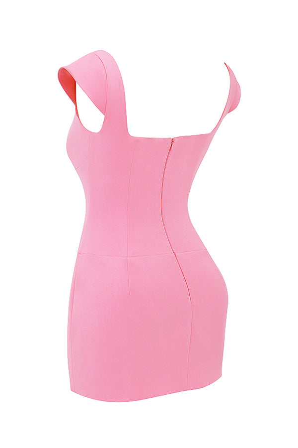 Französisches rosa Korsett Minikleid