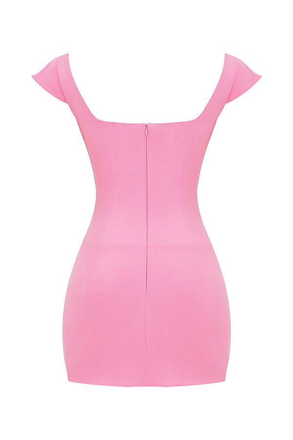 Französisches rosa Korsett Minikleid