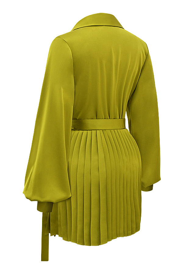 Chartreuse Plissee Hemdkleid