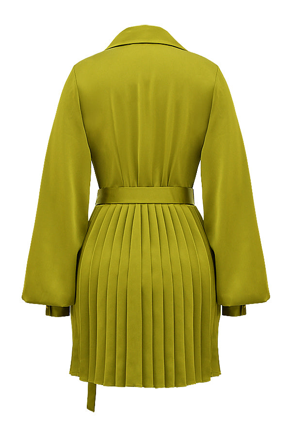 Chartreuse Plissee Hemdkleid