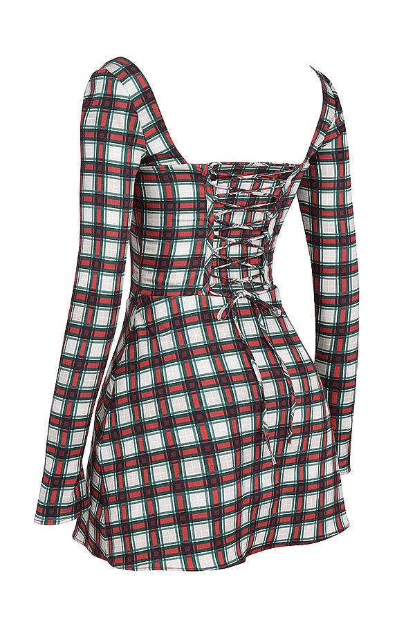 Minikleid mit Tartan Korsett