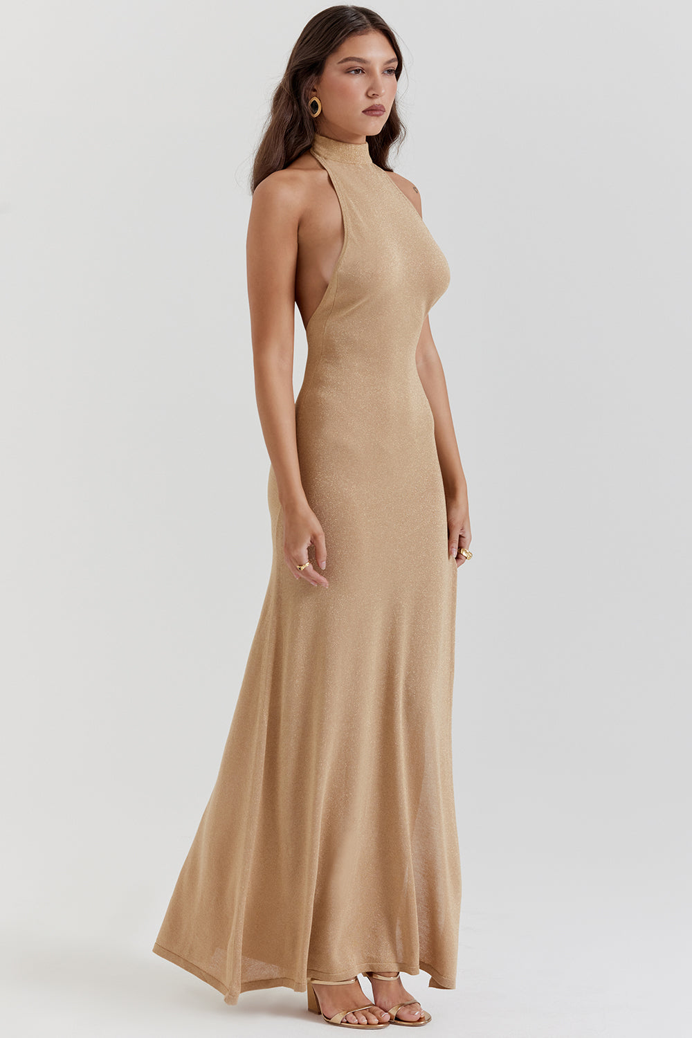 Goldenes Strick Maxikleid