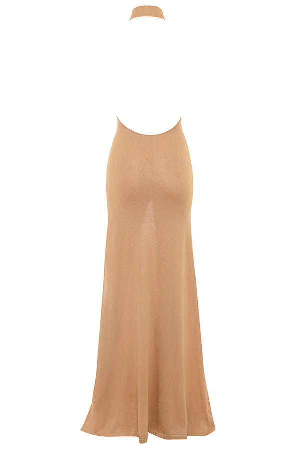 Goldenes Strick Maxikleid