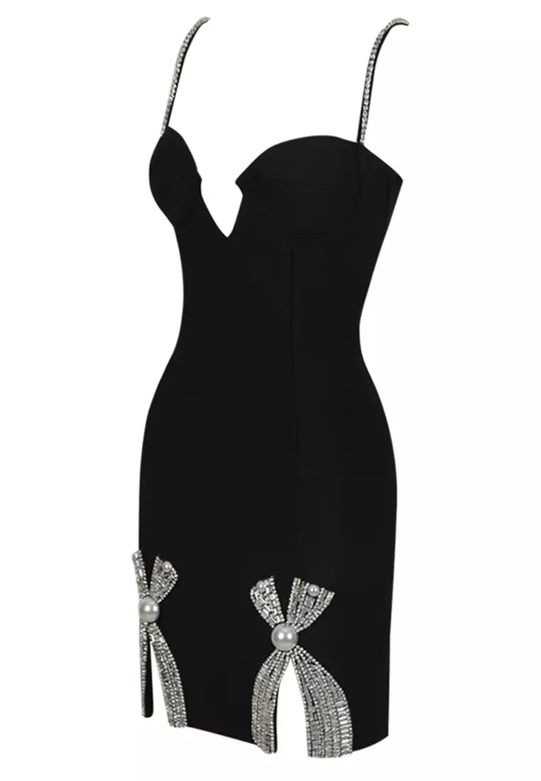 Cami Kleid mit geteiltem Saum und Strass detail