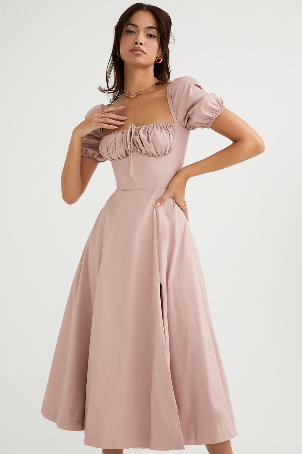 Midi Sommerkleid mit Puffärmeln