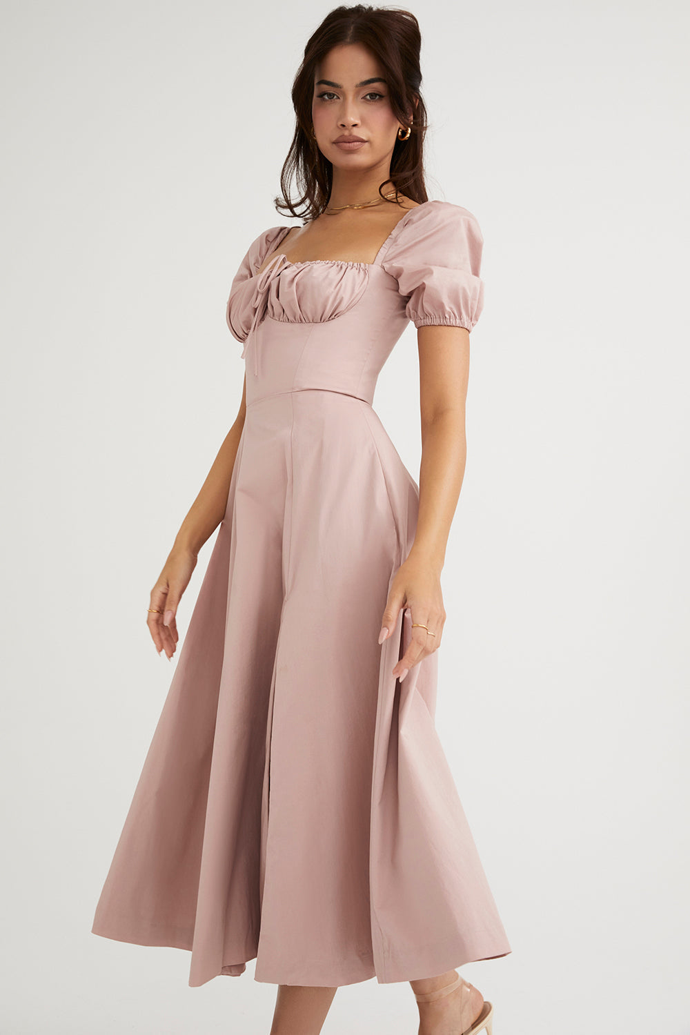 Midi Sommerkleid mit Puffärmeln