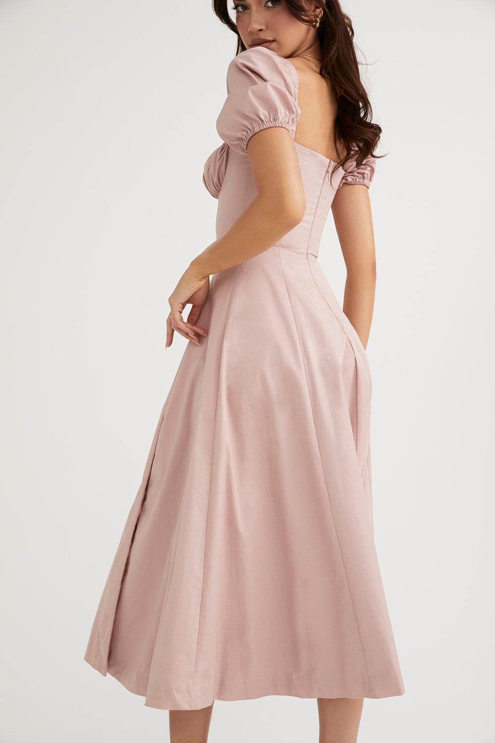 Midi Sommerkleid mit Puffärmeln