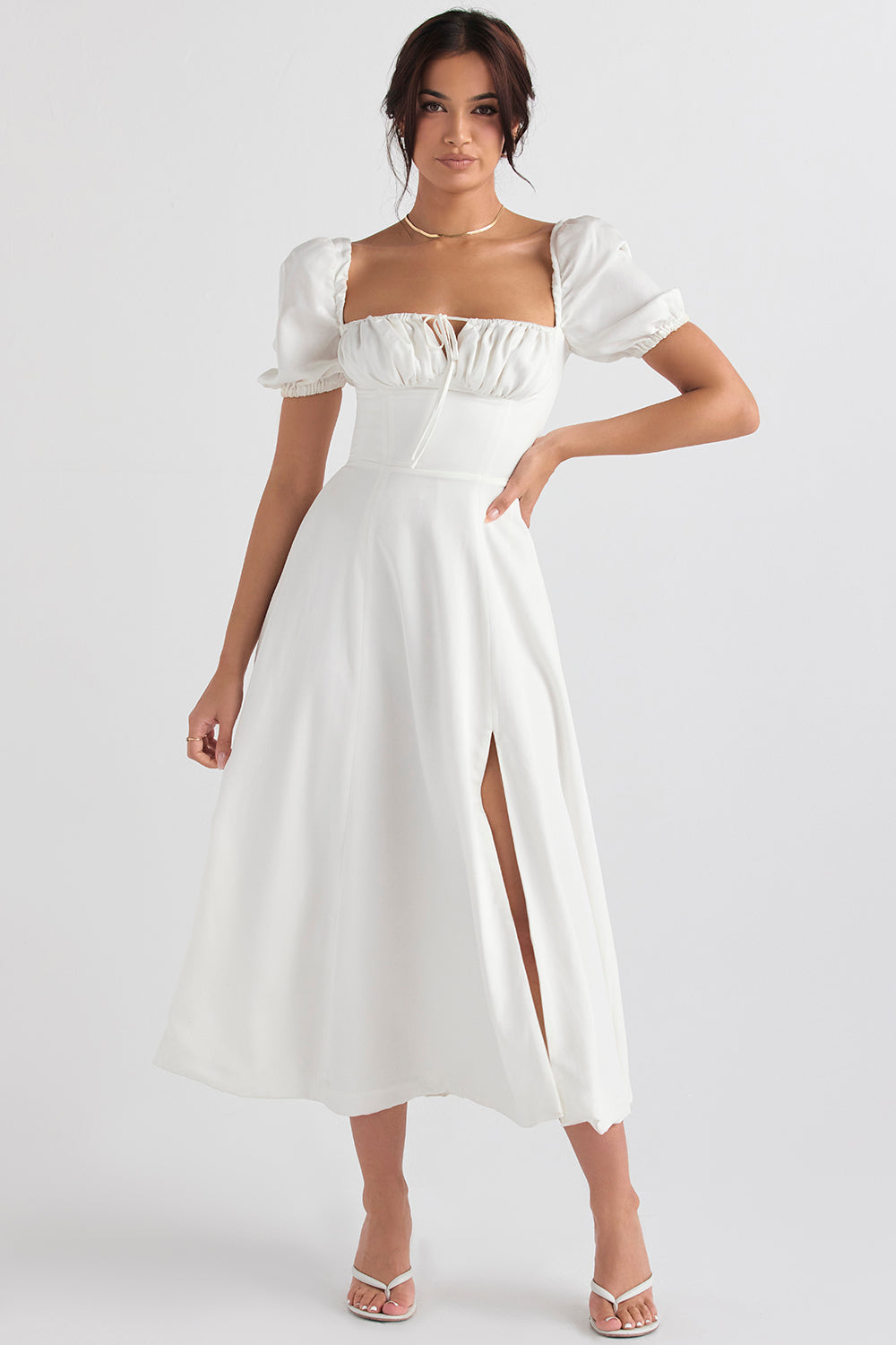 Midi Sommerkleid mit Puffärmeln