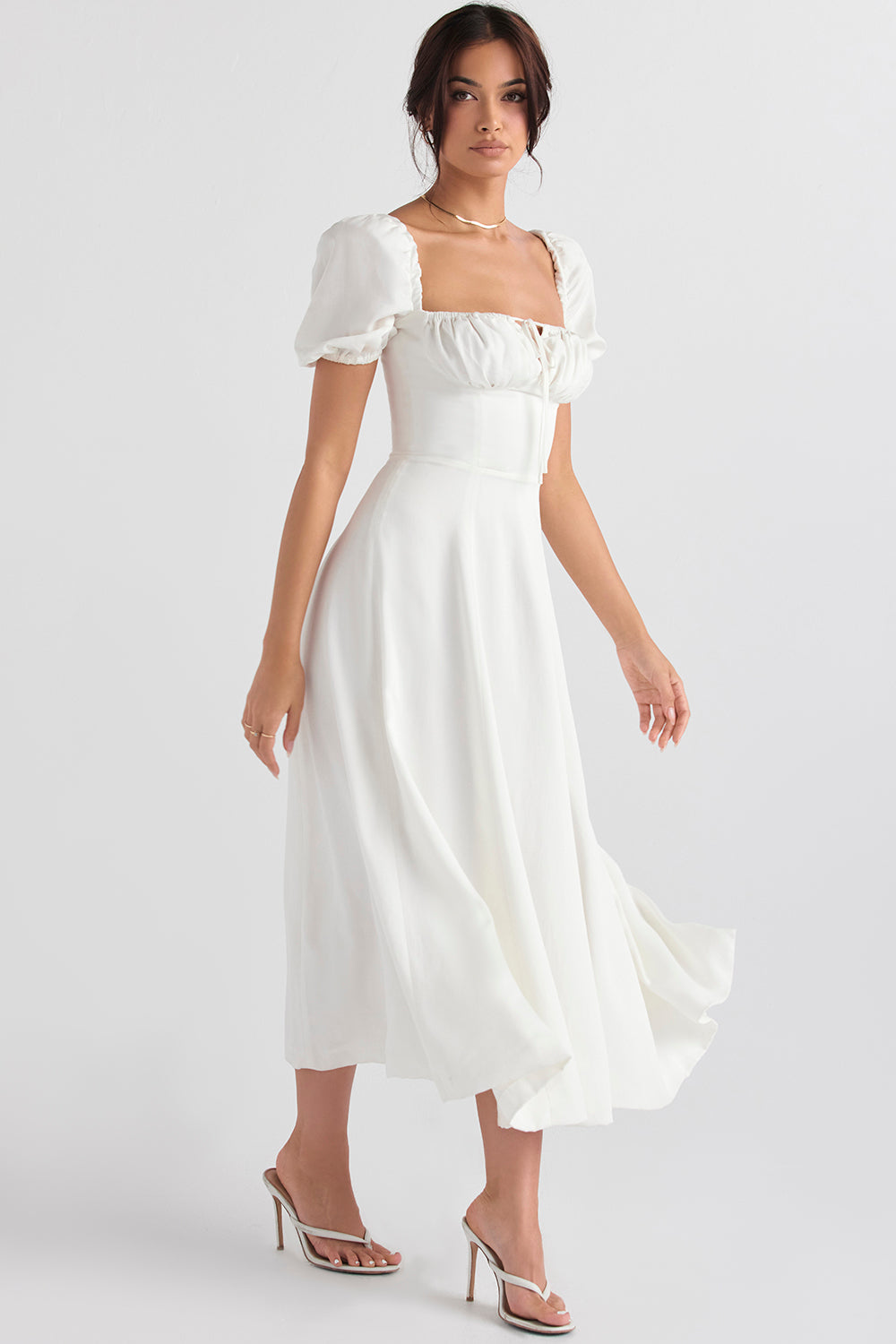 Midi Sommerkleid mit Puffärmeln